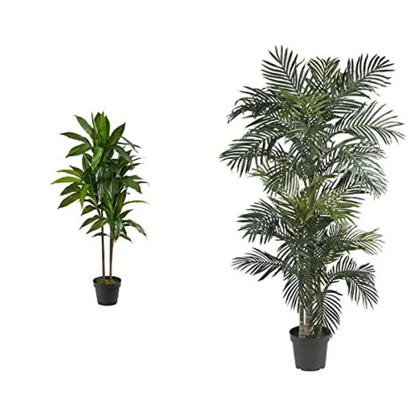 Nearly Natural 48in. Dracaena Silk (Real Touch) Artificial Plant, 48", Green 5289 6.5ft. Golden Cane Palm Silk Tree, Green