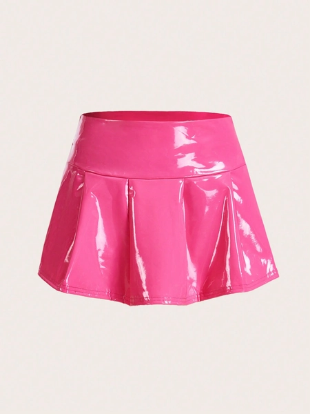 SHEIN ICON PU Leather Pleated Skirt