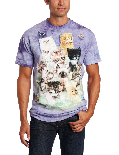 The Mountain 10 Kittens Unisex T Shirt | Premium, Hand-Dyed | Cat Graphic Tee - XX-Large - Purple