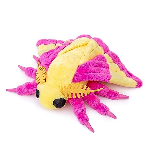 Large Rosy Maple Moth Plush Toy - Lifelike Rosy Maple Moth Stuffed Animals 16in, Realistic Soft Big Wings Moth Toys, Simulation Butterfly Plushie Model Toy, Unique Plush Gift Collection for Kids
