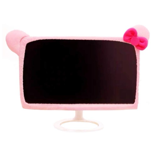 LINXTAR 20''-29'' Computer Monitor Cover with Cat Ear Design Furry Kawaii Pink Monitor Dust Cover Elastic Dustproof for PC Tablet TV - Large pink