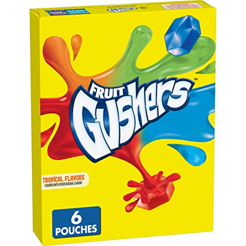 Gushers Fruit Flavored Snacks, Tropical, Gluten Free, 0.8 oz, 6 ct - Tropical - 4.8 Ounce (Pack of 6)