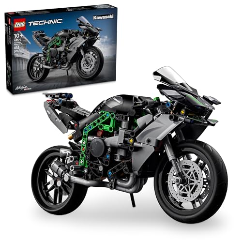 LEGO Technic Kawasaki Ninja H2R Motorcycle Toy for Build and Display, Kid's Room Décor, Collectible Building Set for Boys and Girls Ages 10 and Up, Scale Model Kit for Independent Play, 42170 - Multicolor