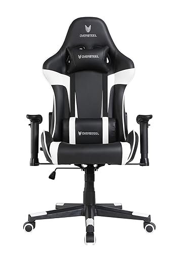 Oversteel - ULTIMET Sedia da gaming professionale in similpelle, braccioli 2D, regolabile in altezza, schienale reclinabile a 180°, pistone a gas classe 3, fino a 120Kg, colore Bianco - Bianco