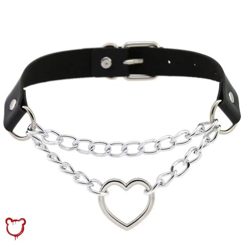 "Black Goth Heart Chain Choker"
