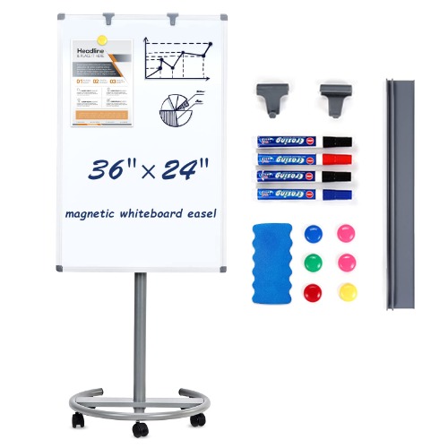 Mobile Whiteboard Easel MAKELLO Dry Erase White Board Rolling on Wheels, Height Adjustable, 36X24 inches - C-90X60cm