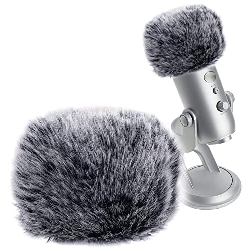 SUNMON Mic Furry Windscreen Foam Cover for Blue Yeti, Deadcat Fur Pop Filter Windshield for Blue Yeti, Yeti Pro Microphones - Furry Black