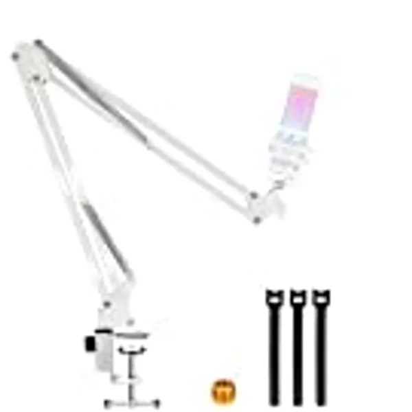 White Boom Arm for Hyperx Quadcast S, Professional Adjustable Hyperx Quadcast White Mic Boom Arm, White Stand Compatible With Hyperx Quadcast White Microphone By YUZUHOME