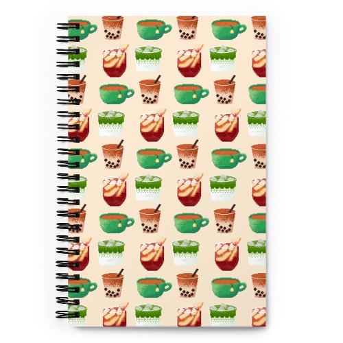 Pixelated Tea | Spiral notebook | Cozy Gamer