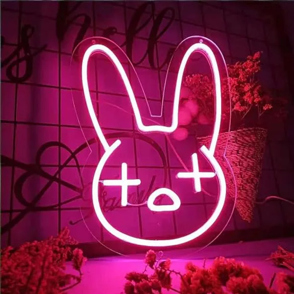 HAENJA MNB LED Neon Bunny Shape Neon Sign Lights LED Neon For Kids Nursery Bedroom Party Decoration 45 * 35cm
