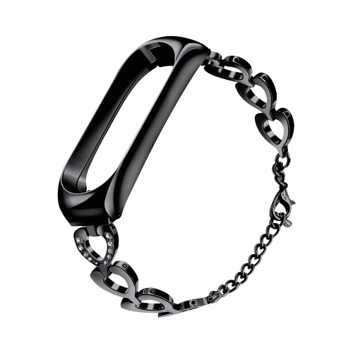 TRUSTTWO Heart-Shaped Replacement Bracelet Compatible with Xiaomi Mi Band 6 5 4 3 Adjustable Metal Wristband Compatible with Mi Band 4 5 6 Strap UTHAI S29 The New - Black