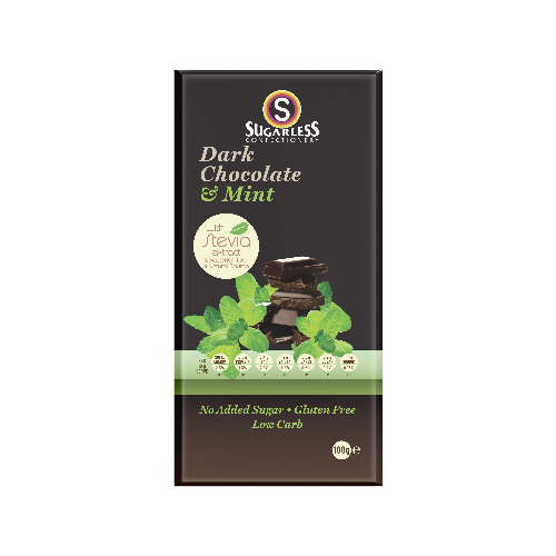 The Sugarless Company A Dark Chocolate and Mint with Stevia, 100 g