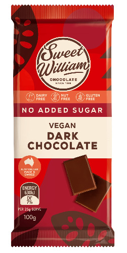 Sweet William No Added Sugar Dark Chocolate Bar 100 g