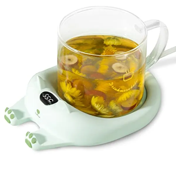DUHEL Coffee Mug Warmer, Coffee Warmer for Desk with 3 Temp Settings, Cup Warmer for Desk Auto Shut Off, Cute Mug Warmer for Desk(Green)