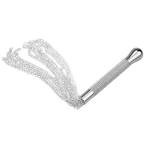 Romi SM BDSM Metal Diamond Handle Chain Whip Flogger Flirting Fantasy Fetish Hand Paddle Flirting Fantasy Sex Toys Fetish Hand Paddle Kinky Restraint Bondage Sex Role Play