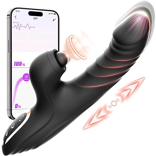 Vibrator Sex Toys for Women - Rabbit Vibrator with 10 Vibrating 7 Thrust Modes with Licking, G Spot Vibrator Clitoral Vibrators Adult Sex Toys for Womens Female and Couples Games Black Adult Toys - dildo black