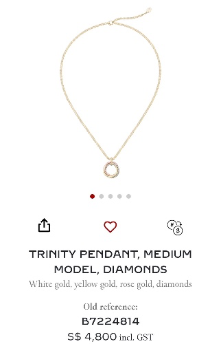 Trinity necklace: Trinity necklace, white gold 750/1000, rose gold 750/1000