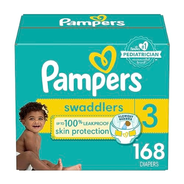 Pampers Swaddlers Diapers - Size 3, 168 Count, Ultra Soft Disposable Baby Diapers