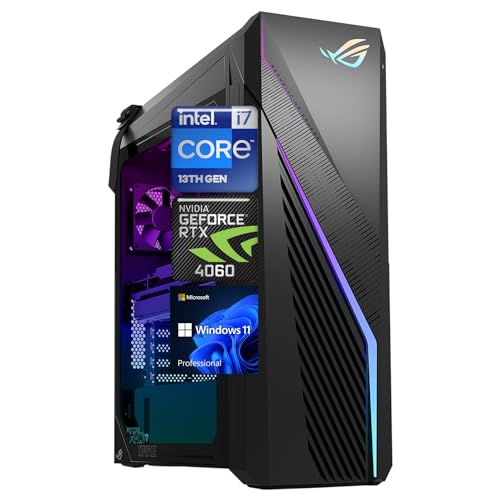 ASUS ROG Strix i7 RTX 4060 Ultimate Gaming Desktop, Intel i7-13700F (Beats Intel i9-12900K), NVIDIA GeForce RTX 4060, 32GB RAM, 2TB SSD, Wi-Fi 6, RJ-45, DisplayPort, Wired KB & Mouse, W11P, Black - 32GB RAM | 2TB SSD - i7-13700F / RTX 4060