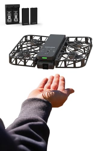 HOVERAir X1 Drone with Camera, Self-Flying Camera Drone with Follow Me Mode, Foldable Mini Drone with HDR Video Capture, Palm Takeoff, Intelligent Flight Paths, Hands-Free Control Black (Combo Plus) - Combo Plus - Black