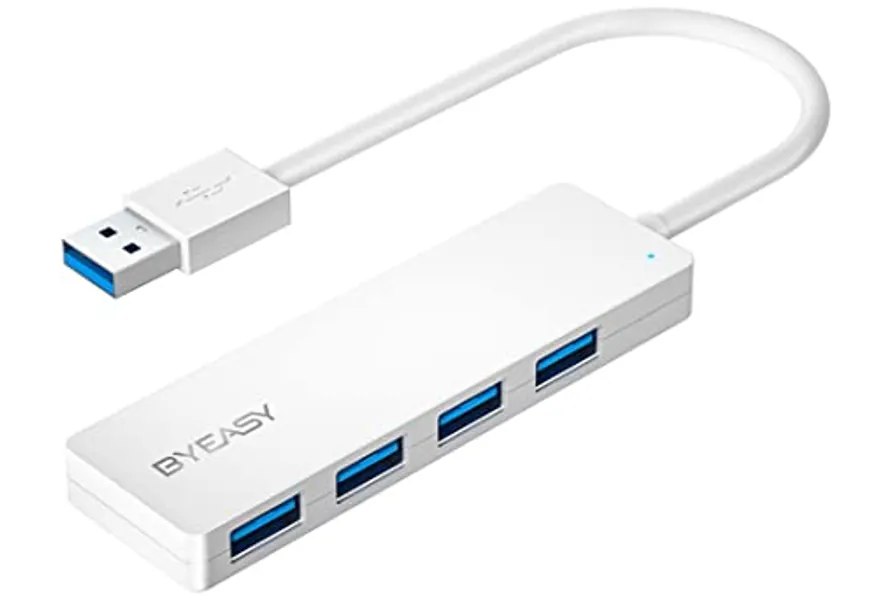 BYEASY USB Hub,USB Splitter for Laptop,USB 3.0 Hub,Multi USB Port Expander,Fast Data Transfer 4 Port USB Hub Compatible with Windows PC, Mac, Printer, Mobile HDD(White)