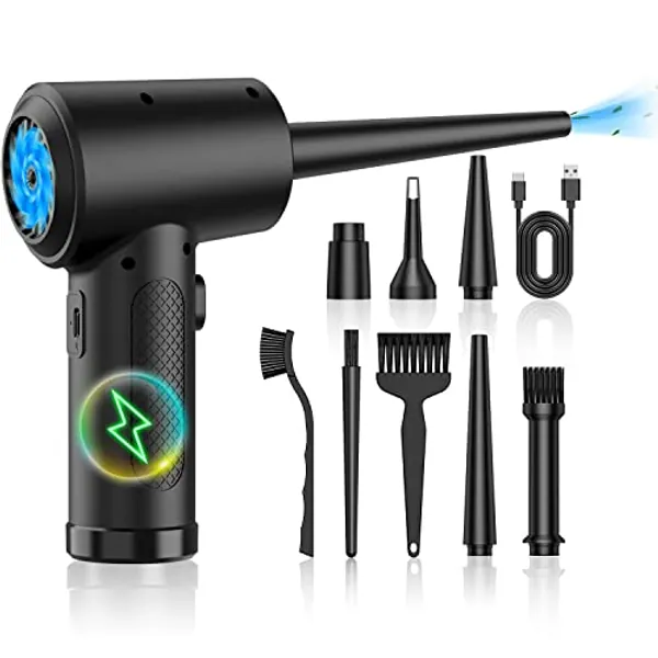 Compressed-Air-Duster-Electric-air-Duster 3 Gear Adjustable 100000-RPM Keyboard Cleaner with LED Light, air Duster Compressed air 7600mAh pc Cleaning air Blower car dusters