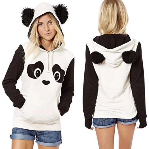 Cute Panda Bear Inspired Hoodie with Fuzzy Ears and Warm Sleeves - XL