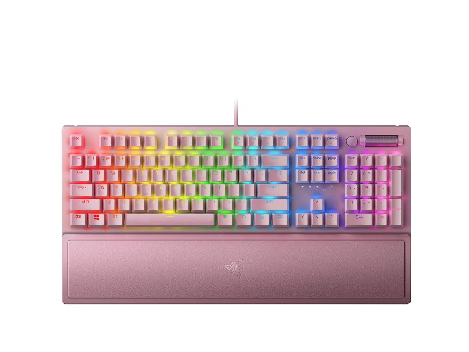 Razer BlackWidow V3 Mechanical Gaming Keyboard: Green Mechanical Switches - Tactile & Clicky - Chroma RGB Lighting - Compact Form Factor - Programmable Macro Functionality - Quartz Pink - Quartz Pink Keyboard BlackWidow V3 Green Switches - Tactile & Clicky