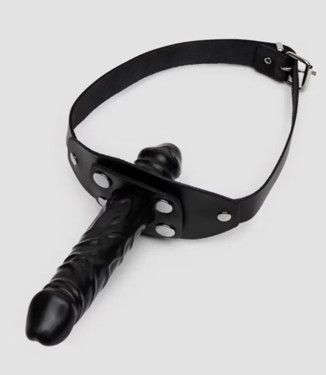 Leather Mouth Gag Dildo Harness