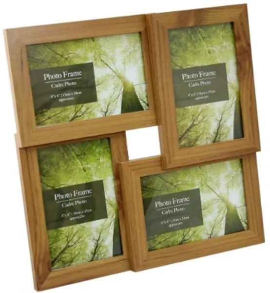 Standing  Wall Mounted 4 Picture Photo Frame 4" x 6" Wooden Effect Multi Quad Layered