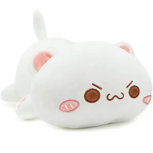 Onsoyours Cute Plush Cat Stuffed Animal Kitten Soft Anime Lying Kitty Plush Pillow Toy for Kids (White A, 13") - White a 13"