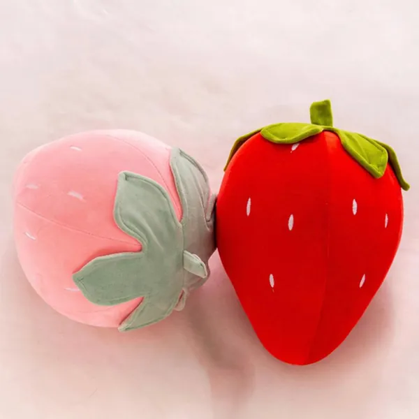 Strawberry Pillow Plush Toy - Cute Soft Food Fruit Home Decorative Cushion Pastel Kawaii Aesthetic Dreamy Room Interior Fun Birthday Gift