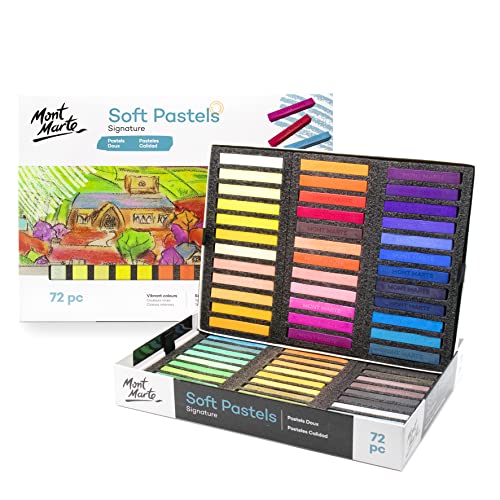 MONT MARTE Soft Pastels Signature 72pc, Set of 72 Assorted Colored Pastel Sticks, Vibrant and Blendable, Ideal for Art, Craft, Drawing, Sketching - Assorted Colors - 72 Count (Pack of 1)
