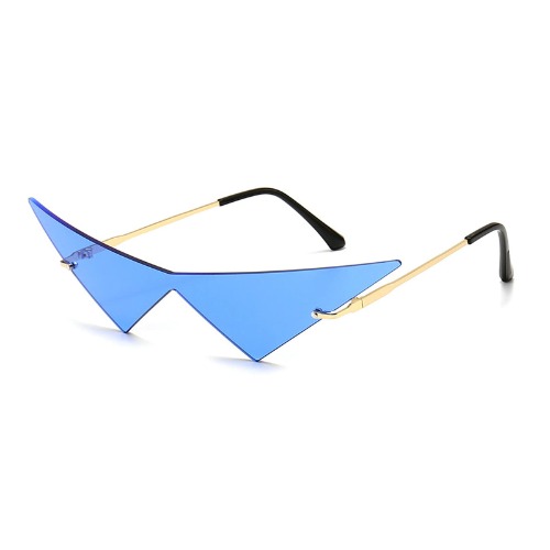 willochra 2pack Triangle One Piece Frameless Sunglasses For Women Trendy Ocean Lens Sun Glasses Men Party Prom Sunglasses - Blue