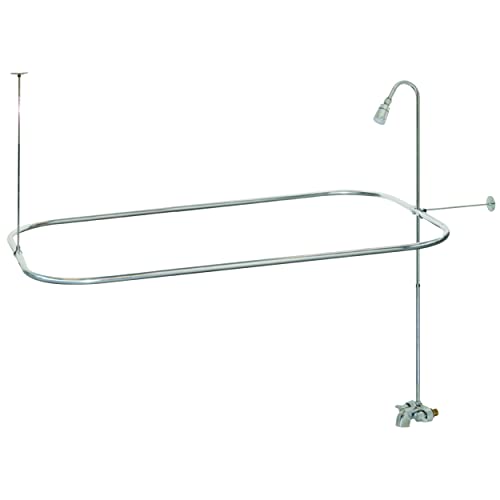 EZ-FLO 27 x 42 Inch Bathcock Type Portable Aluminum Add On Shower Unit with Shower Rod Frame, Chrome Plated, 11123