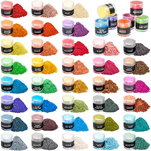 Mica Powder for Epoxy Resin – Pigment Powder for Nails – Epoxy Resin Color Pigment – Soap Making Dye – Mica Pigment Powder 36 Jars Colors Set - 36 Colors Jars