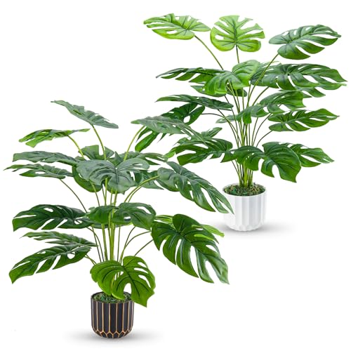 Der Rose 2Packs 28'' Fake Plants Tall Artificial Monstera Faux Plants Indoor for Living Room Home House Decor - 2