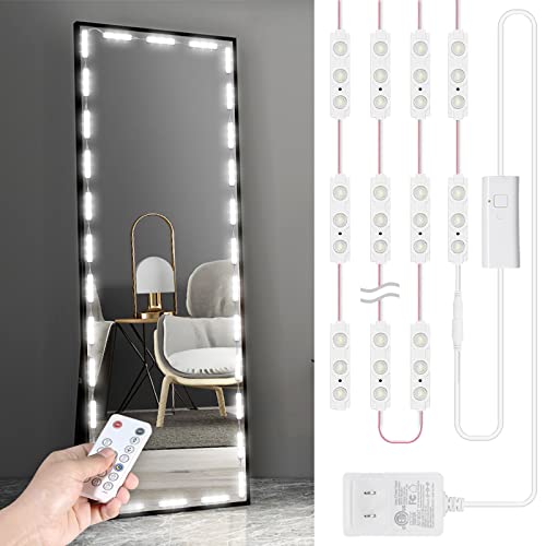 Kintion LED Vanity Mirror Light, Dimmable Hollywood Style 13ft(4m) Ultra Bright White Lights, with RF Remote, for Full Body Mirror, Makeup Vanity Table & Bathroom (Mirror Not Include) - 13ft