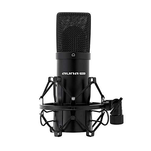 auna Pro MIC-900B, USB Kondensator-Mikrofon, Gaming-Mikrofon, Standmikrofon für Gesangs- und Sprachaufnahmen, PC & Studio, USB Mikrofon Mikro, 16 mm Kapsel, 320Hz - 18KHz, schwarz - Schwarz