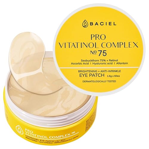 BACIEL - 75% Sea Buckthorn with Retinol under Eye Hydrogel mask for Dark circles, Wrinkle and puffy eyes - PRO VITATINOL COMPLEX - Sea Buckthorn + Retinol