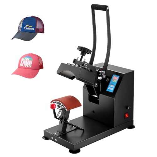 VEVOR Hat Press Machine 3.5X5.9 Inch Cap Press Heat Press Machine Professional Transfer Hat Press with 12000 Hours Life Digital LCD Timer and Temperature Control (350W) - Hat Press-5.5x3.5in