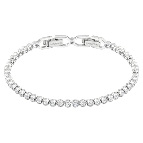Swarovski Emily Tennis Bracelet Jewelry Collection, Clear Crystals, Blue Crystals, Pink Crystals (Amazon Exclusive) - Clear Crystals - Rhodium Tone