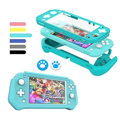 Switch Lite Case Protective Case for Nintendo Switch Lite, Compatible with Nintendo Switch Lite Screen Protector Cover Hand Grip Case with Detachable TPU+Built-in PC Screen + 2 Thumb Grip Caps, Blue - Blue