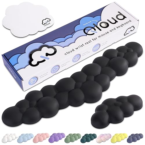 Qloud Cloud Wrist Rest Keyboard – Cloud Palm Rest Keyboard Rest Desk Cloud Wrist Pad – Keyboard Wrist Rest for Computer Keyboard Gaming Wrist Rest Cloud Arm Rest Keyboard Wrist Pad - Matte Black - Matte Black