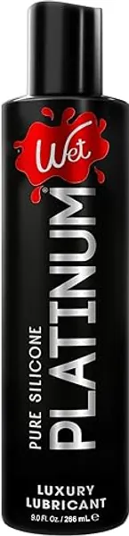 Wet Platinum Silicone-Based Lube for Men, Women & Couples, 9 Fl Oz - Ultra Long-Lasting & Water-Resistant Premium Personal Lubricant - Safe to Use with Latex Condoms - Non-Sticky & Hypoallergenic