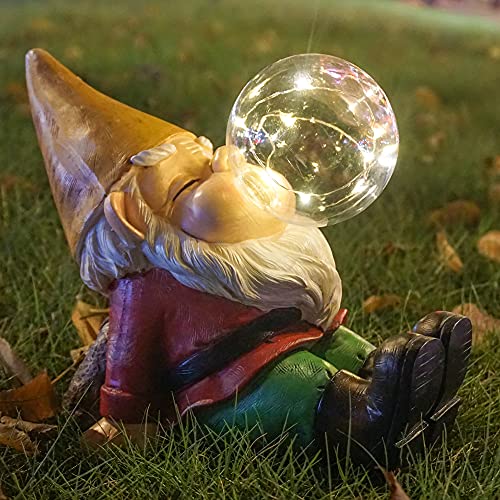 VAINECHAY Garden Gnomes Statues Decor Outdoor Large Gnomes Garden Decorations Funny with Solar Light for Yard Lawn