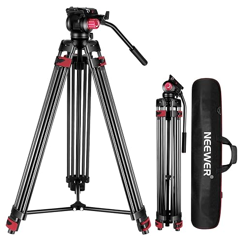 NEEWER 79"/200cm Video Tripod, Heavy Duty Aluminum Alloy Camera Tripod Stand with 360° Fluid Drag Head, QR Plate Compatible with Canon Nikon Sony and Other DSLR Camera Camcorder, Load Up to 17.6lb/8kg - TP-M200