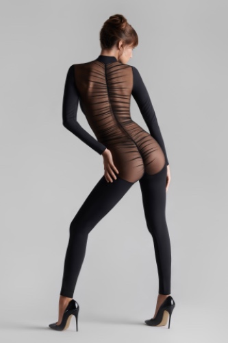 Transparent back long sleeves Jumpsuit - Nuit Fauve | M/38/6/8-10