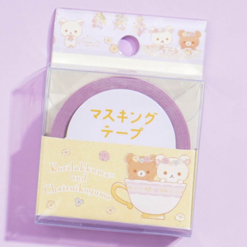 Korilakkuma & Chairoikoguma Flower Tea Time Glittery Washi Tape | Default Title