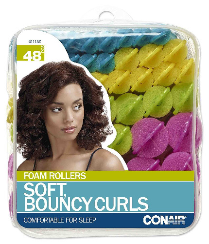 Conair Foam Self Grip Hair Rollers, Hair Curlers with Self Grip, Foam Rollers in Neon Colors, Assorted Sizes, 48 Pack - 48 Pack Neon